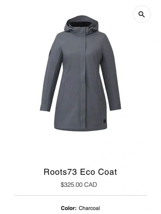 Roots Charcoal Hooded Coat Womens Size Large. (Retail $325) - Picture 1 of 10